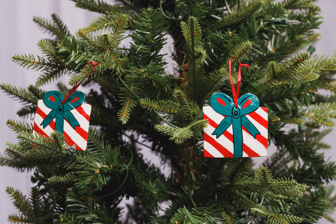 Candy Cane Present Ornament