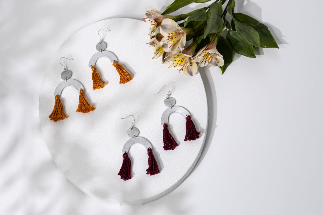 Aluminum Arch Tassel Earrings