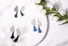 Aluminum Half Moon Tassel Earrings